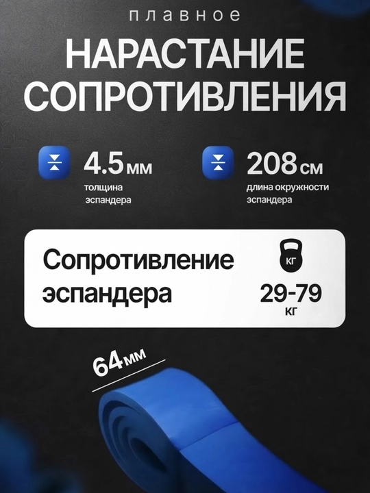 Резинка для фитнеса, эспандер резинка, универсальная,для тренировок, сопротивление 2-104кг
