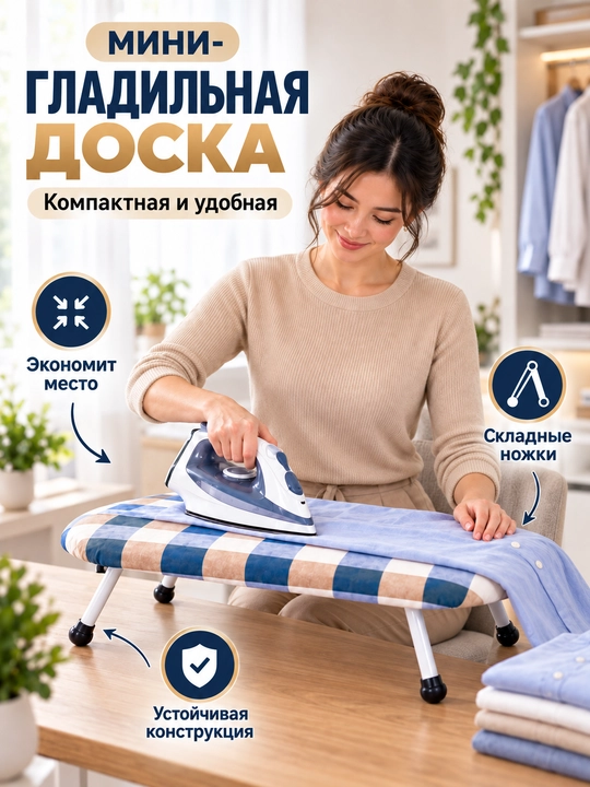 Kichik yig‘iladigan stol usti dazmollash taxtasi – kiyim dazmollash uchun ixcham taxta