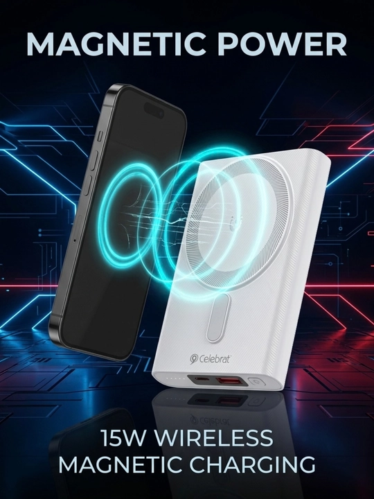 Power bank 10000 mAh, magnitli, 15W simsiz zaryad, 45W tezkor