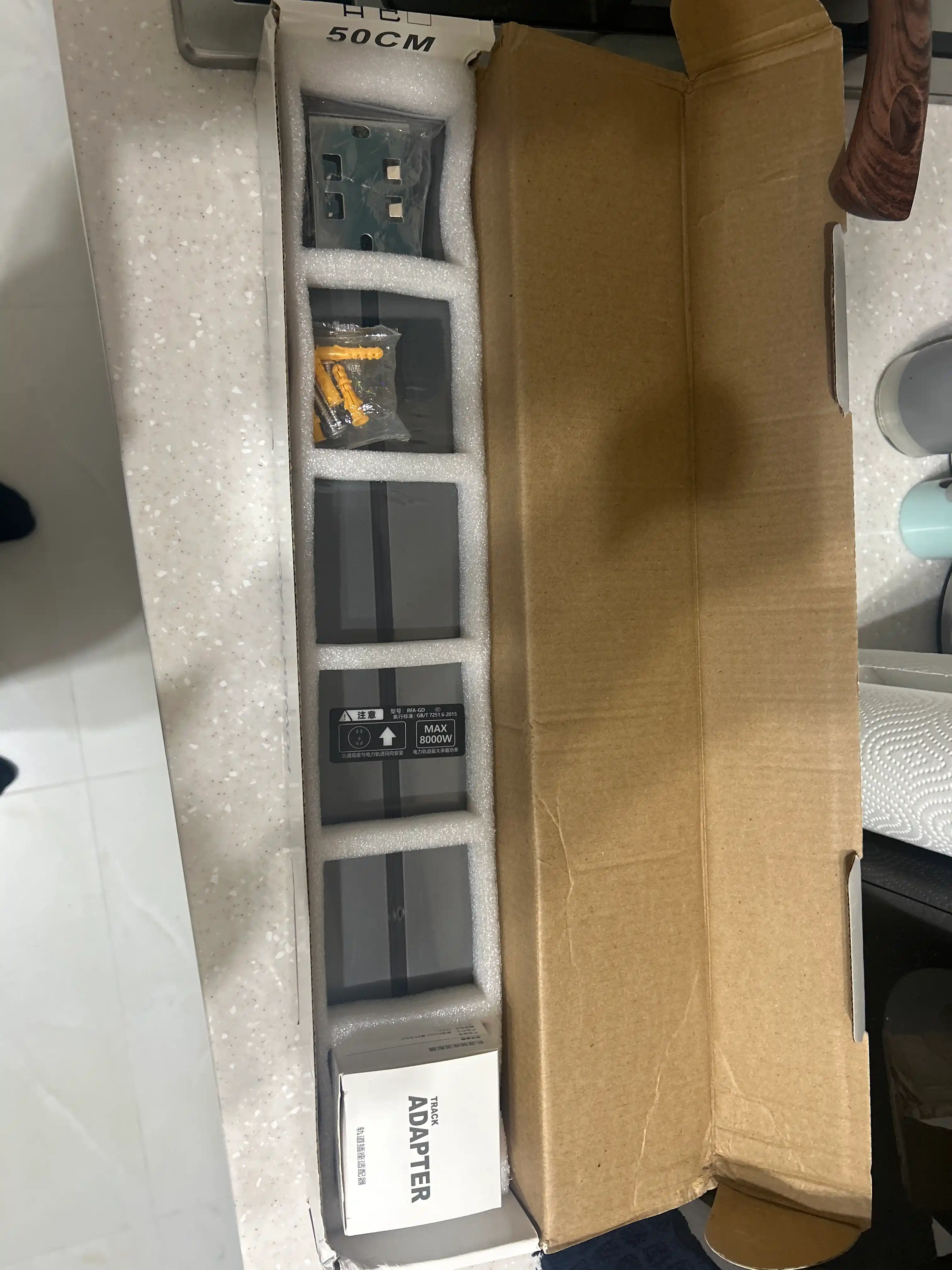 50 sm trekli rozetka, ochiq montaj, ko‘chma modul, 8000W (oq/qora/kulrang)