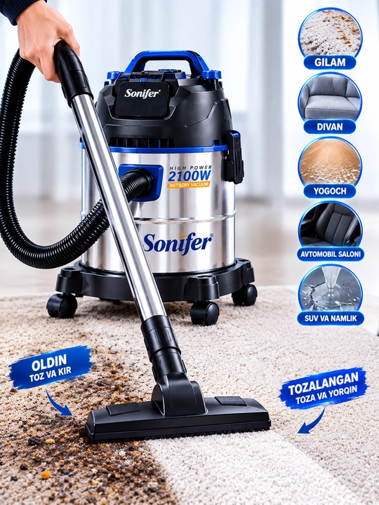 Sonifer 2100W Yuqori Quvvatli Vakuum Tozalagich va Changyutgich