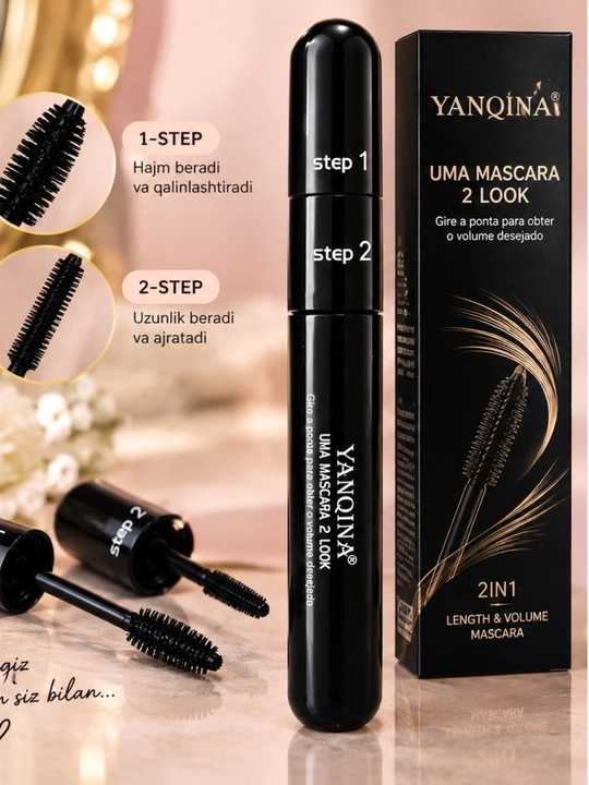 Kipriklarga hajm va uzunlik beruvchi Yanqina tushi, 2 tasi 1 da, 10 g - 