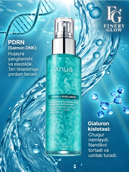 Anua PDRN Hyaluronic Acid Moisture Capsule Mist, увлажняющий тонер-мист для лица, 2×100 мл