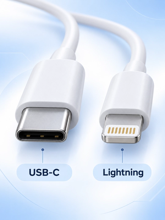 Кабель USB-C — Lightning для iPhone 8–14, 1 м, быстрая зарядка, белый