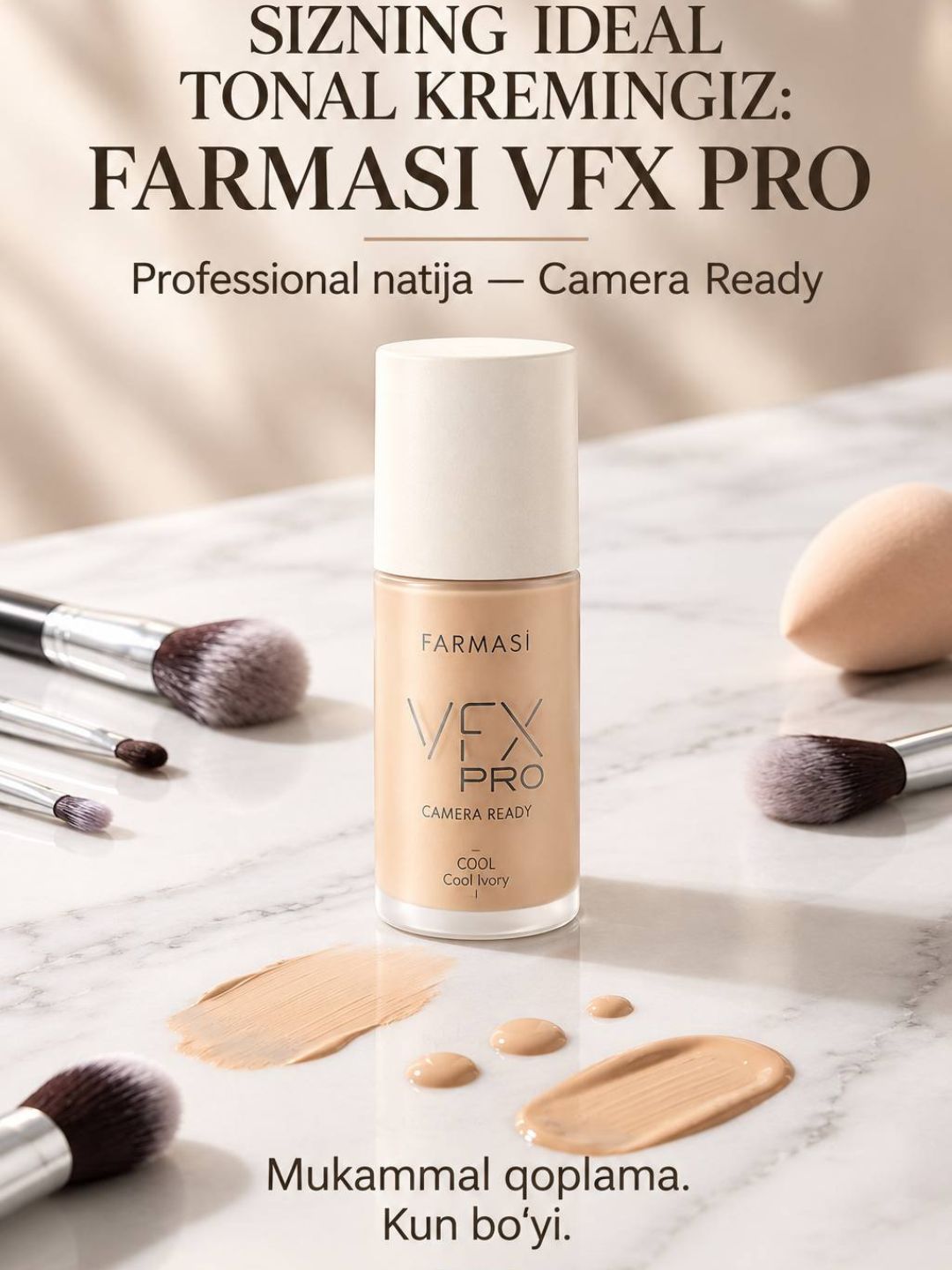 Professional matlashtiruvchi tonal krem Farmasi VFX Pro yuz uchun chidamli 30ml - 