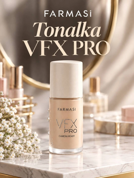 Professional matlashtiruvchi tonal krem Farmasi VFX Pro yuz uchun chidamli 30ml