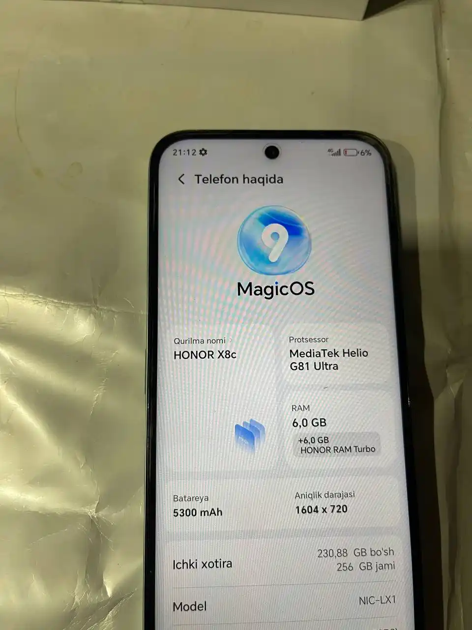 Ударопрочный смартфон HONOR X6c 6/128/256 GB, NFC, AI функции, батарея 5300 мАч