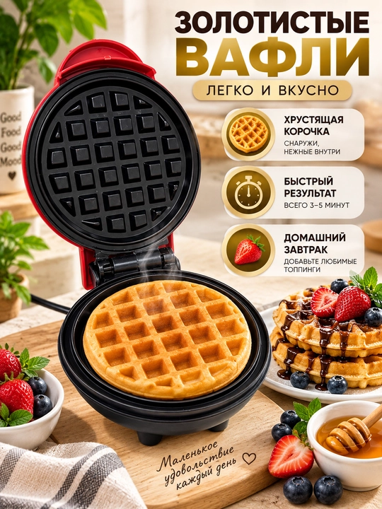 Mini elektr vafelnitsa — uyda mazali va qarsildoq vafli tayyorlash uchun ixcham qurilma