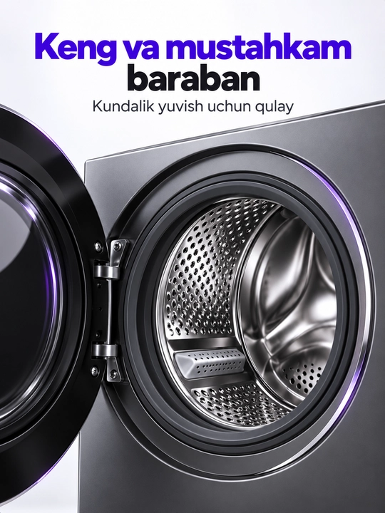 Ziffler BWM8-A5DBG kir yuvish mashinasi, 8 kg, BLDC Inverter, Steam Wash, 1200 ayl/min