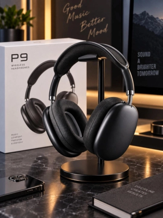 P9 simsiz Bluetooth quloqchin, katta yumshoq yostiqchali, boshga taqiladigan naushnik