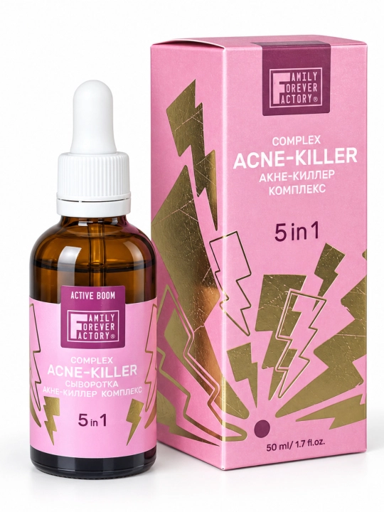 Family Forever Factory Acne-Killer 5 in 1 muammoli teri uchun serum, 50 ml - 