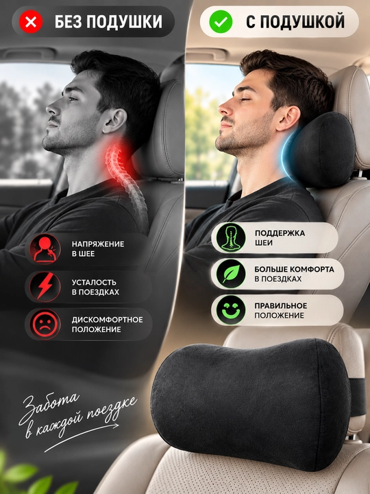 Avtomobil uchun ergonomik bo‘yin yostiqchasi – yumshoq, qulay va oson o‘rnatish aksessuari