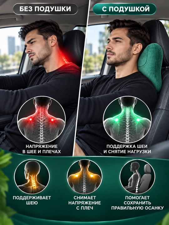 Avtomobil uchun ergonomik bo‘yin yostiqchasi – yumshoq, qulay va oson o‘rnatish aksessuari
