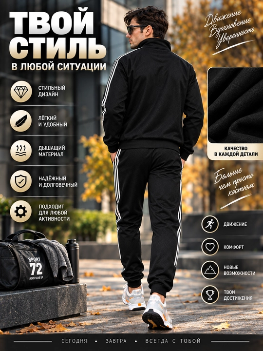 Erkaklar sport kostyumi, yashin tezligida, bahor va kuz uchun