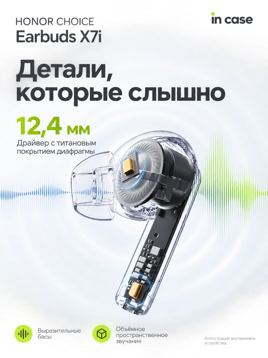 Simsiz quloqchin HONOR CHOICE Earbuds X7i, Bluetooth 5.4, oq