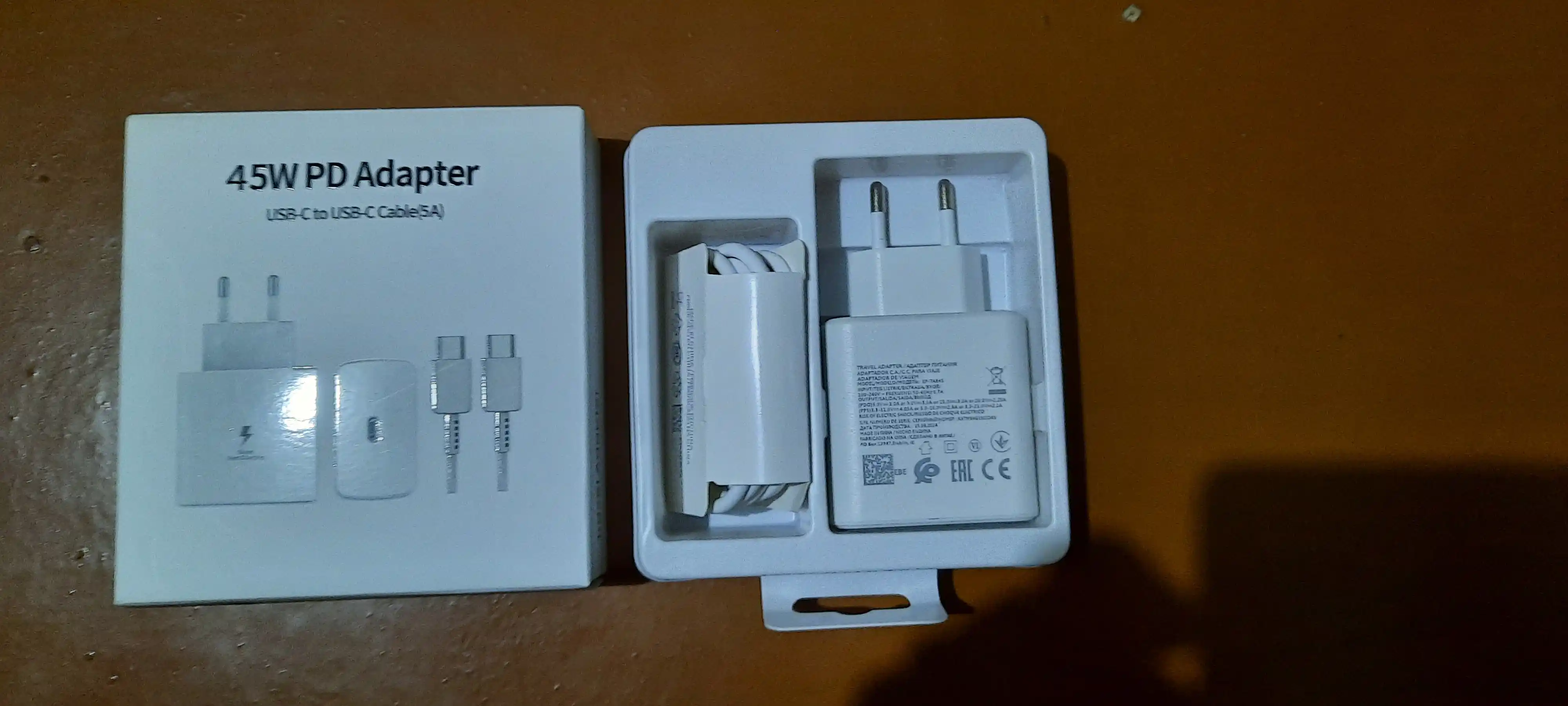 Samsung quvvatlagichi, Type-C kabeli, tez zaryadlovchi, 45 W, kabeli 5A