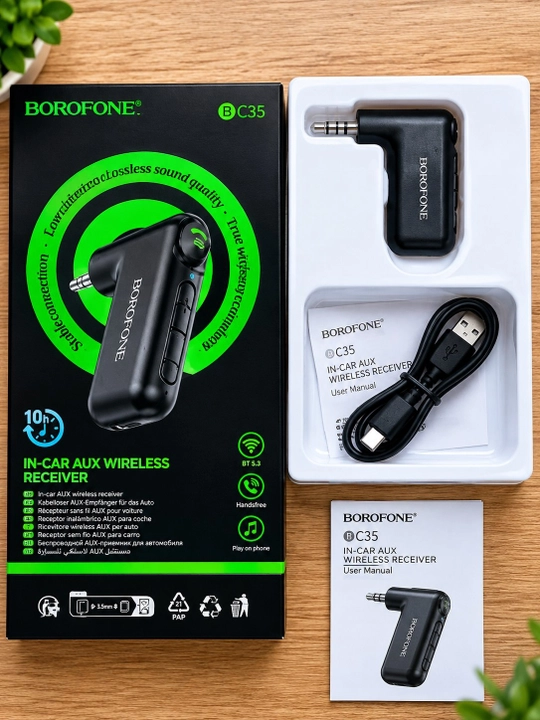 Bluetooth AUX адаптер для автомобиля Borofone, беспроводной ресивер с микрофоном в авто