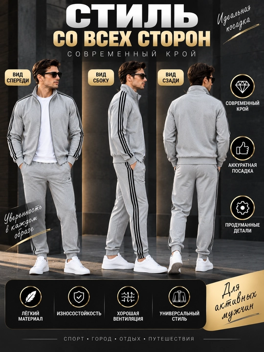 Erkaklar sport kostyumi, ikki qismli kofta va shim, kundalik sport komplekti, M–5XL