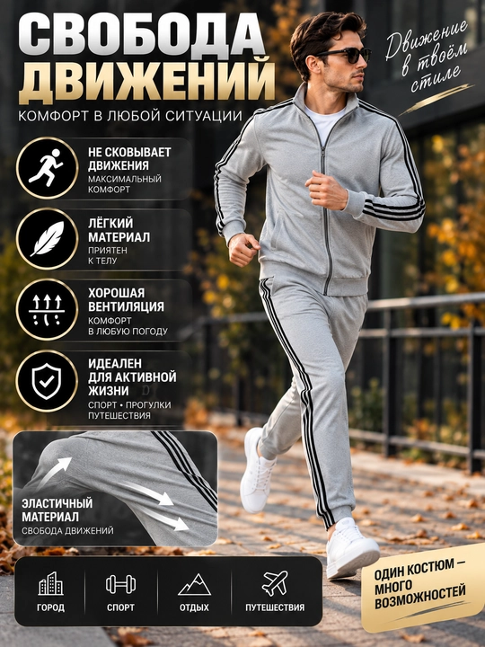 Erkaklar sport kostyumi, ikki qismli kofta va shim, kundalik sport komplekti, M–5XL