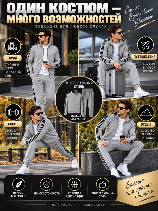 Erkaklar sport kostyumi, ikki qismli kofta va shim, kundalik sport komplekti, M–5XL
