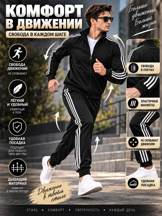 Erkaklar sport kostyumi, ikki qismli kofta va shim, kundalik sport komplekti, M–5XL