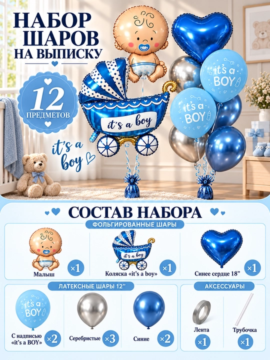 Воздушный шар из фольги BABY BOY и BABY GIRL, комплект для гендерной вечеринки и роддома