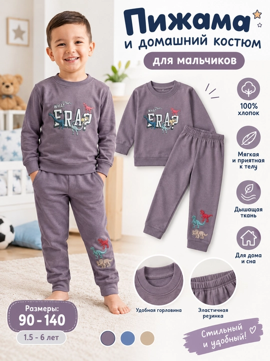 Пижама детская, кашемир пижама детский, 1–9 лет, пижама для мальчиков - 