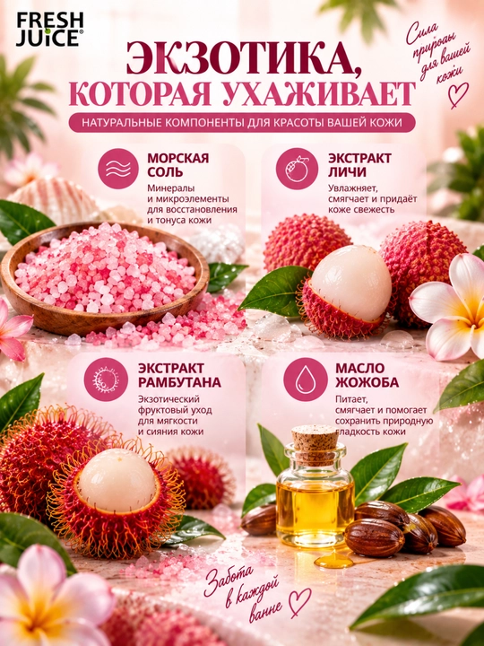 Соль для ванн, Fresh Juice, расслабление и увлажнение с морской солью