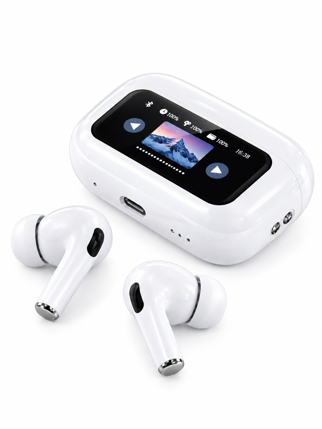 Simsiz Bluetooth naushnik A9 Pro, smart ekranli, ANC, USB-C, mikrofon, kuchli bass