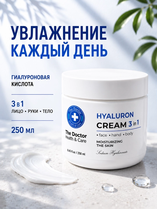 Крем Домашний Доктор, 3 в 1 косметический, с пантенолом, гиалуроном, сулиткой, 250 мл