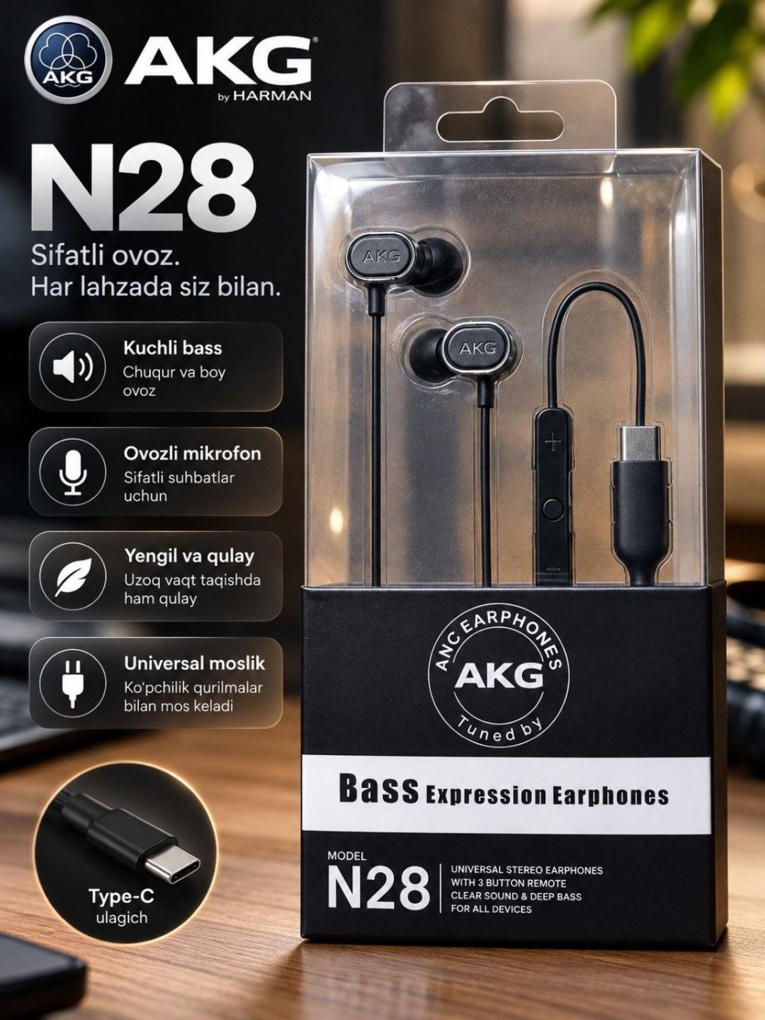Type-C Stereo simli Samsung AKG quloqchinlari - 