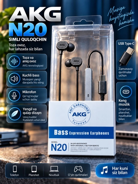 Type-C Stereo simli Samsung AKG quloqchinlari - 