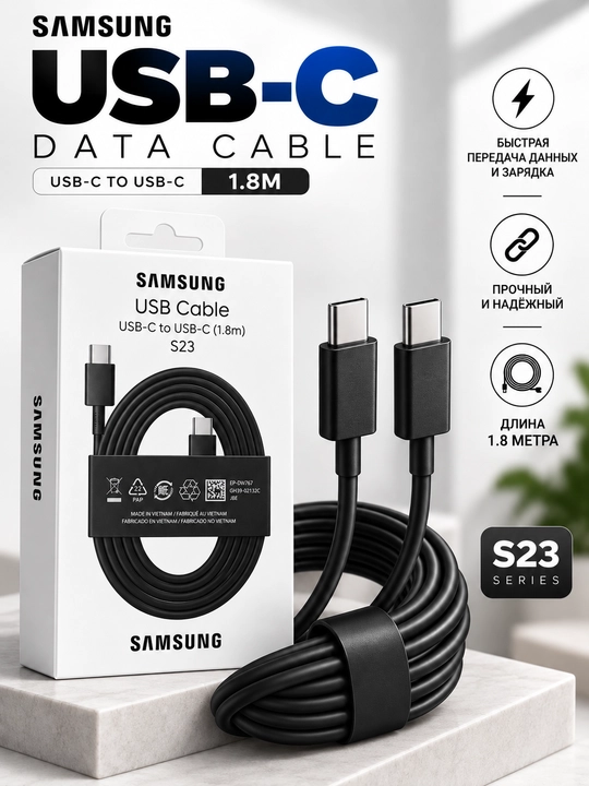 Samsung USB-C to USB-C кабель 1,8 м — для зарядки и передачи данных