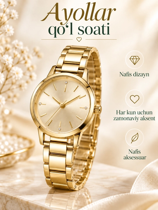 Soat ayollar uchun, kvars, klassik qo‘l soatlar qizlar uchun - 