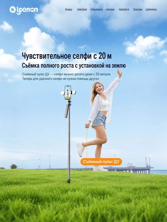 Monopod LED va Bluetooth pulti bilan, smartfonlar, iPhone, Android uchun selfi tayoqchasi