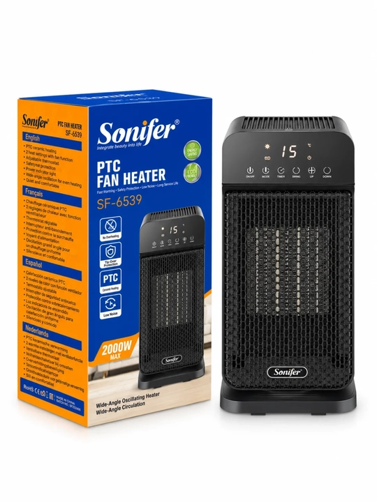 Тепловентилятор Sonifer SF-6539, керамический PTC, 2000 Вт, сенсорный, с таймером