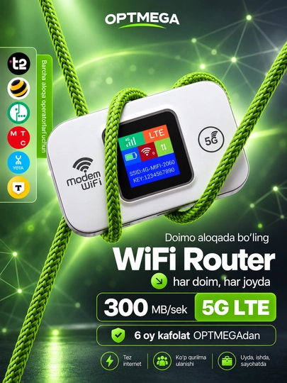 Cho'ntak Wi-Fi, router, sim kartalik wi fi router, 4G, LTE - 