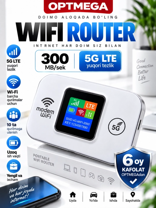 Карманный Wi-Fi, Wi-Fi роутер, роутер с SIM-картой, 4G LTE роутер - 