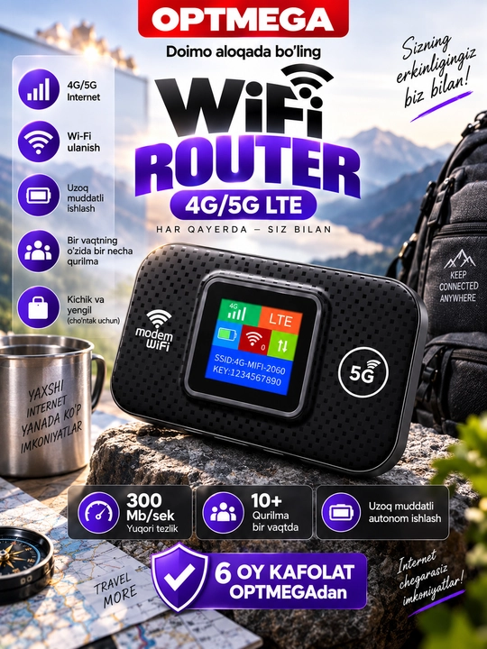 Карманный Wi-Fi, Wi-Fi роутер, роутер с SIM-картой, 4G LTE роутер - 
