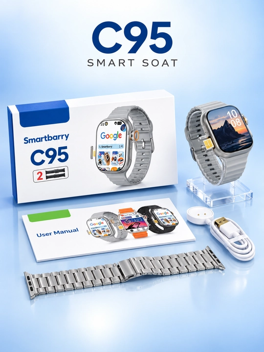 Smart soat C95, SIM-kartali aqlli soat, smart soat-telefon aylanuvchi kamera, AMOLED ekran