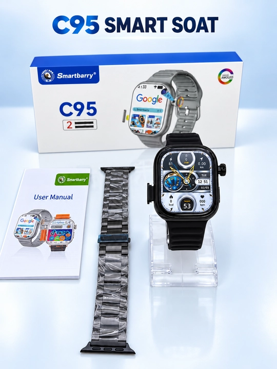 Smart soat C95, SIM-kartali aqlli soat, smart soat-telefon aylanuvchi kamera, AMOLED ekran