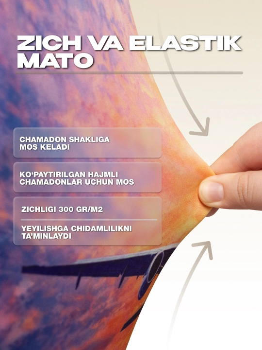 Chamadon uchun g‘ilof, elastik va zich, chamadon uchun himoya g‘ilofi