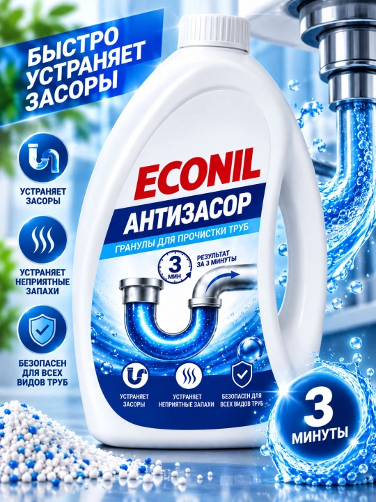 Antizasor, quvurlarni tozalash uchun ECONIL ifloslantiruvchi vositasi, 800 GR - 