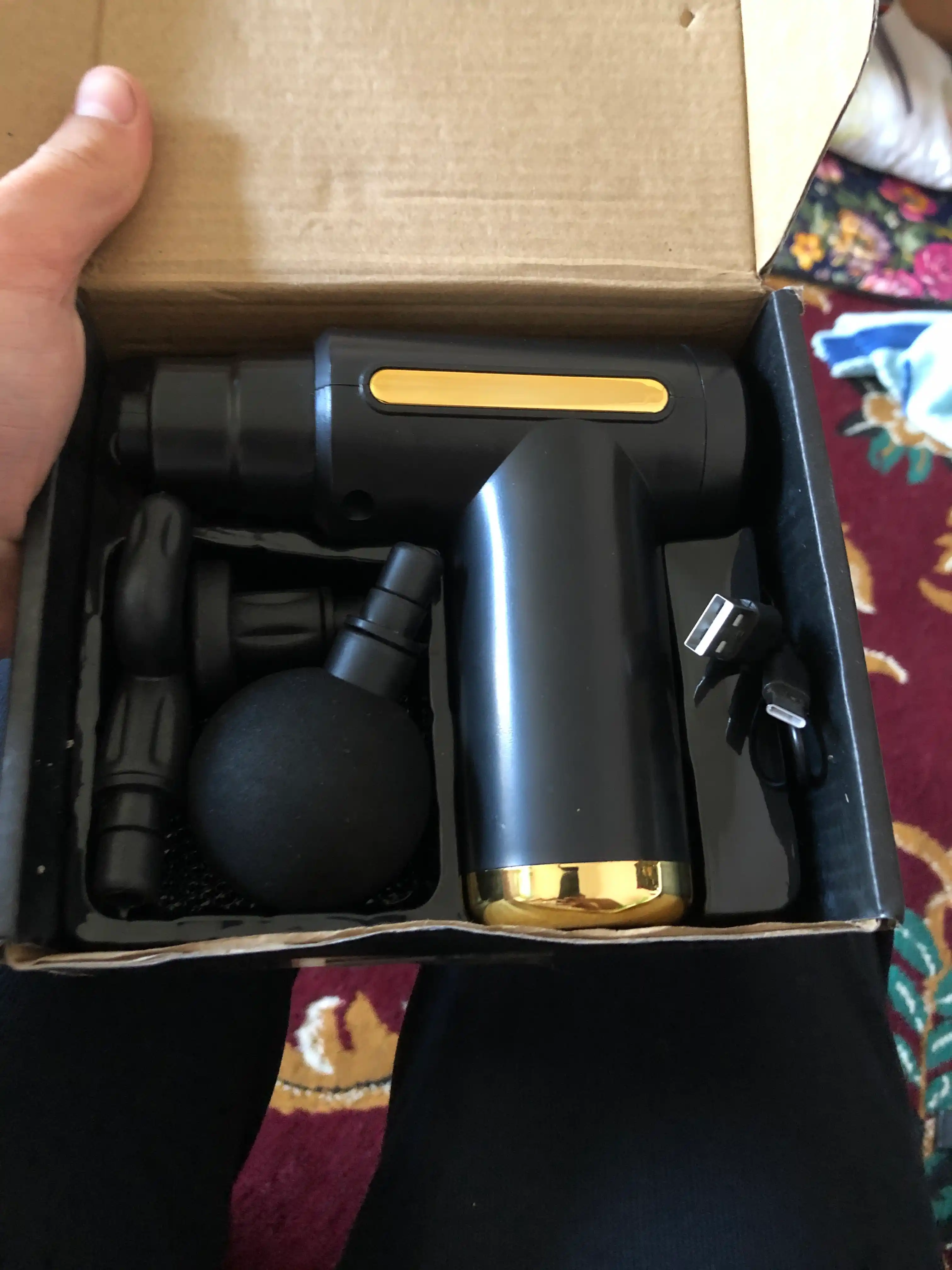 Перкуссионный массажер для тела Fascial Massage Gun, ударный пистолет с 4 насадками
