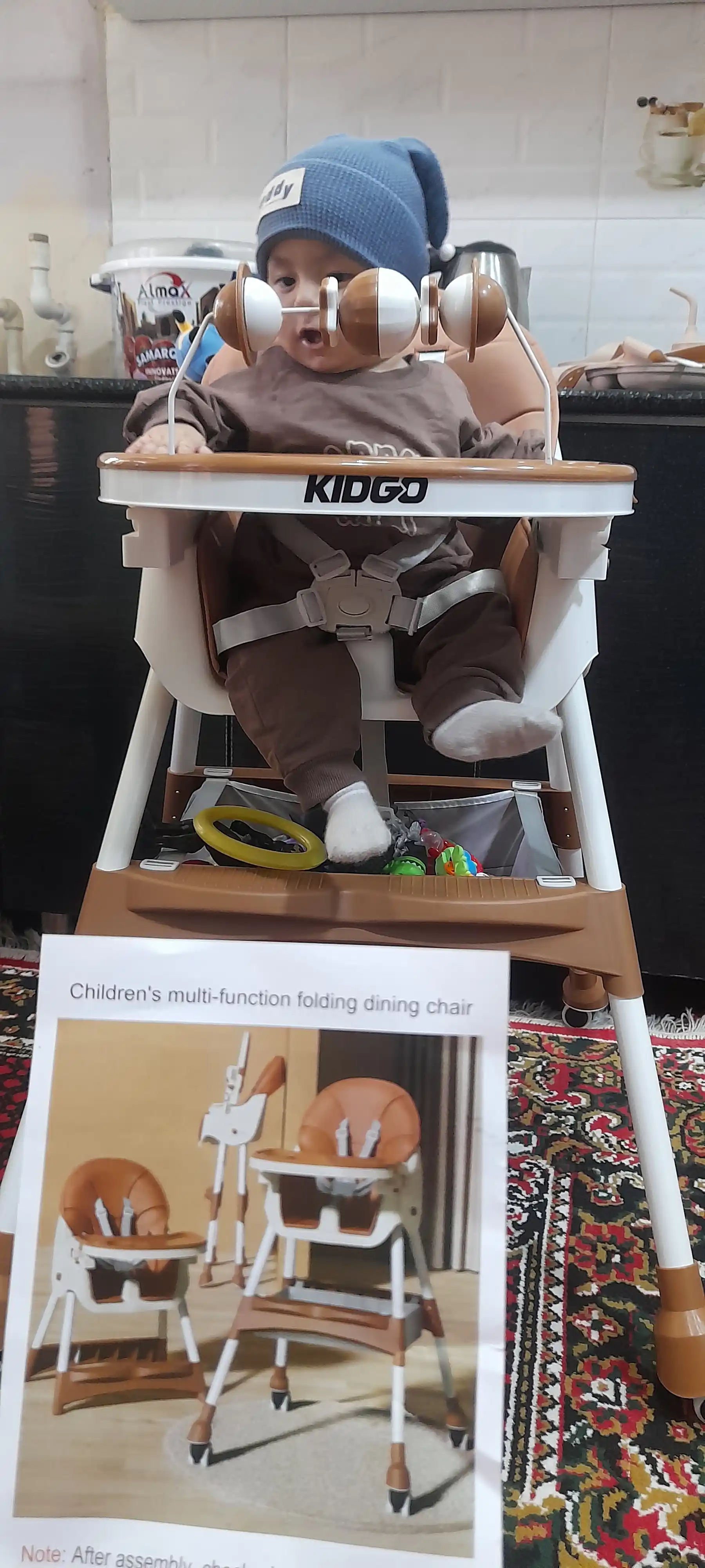 Стульчик для кормления FIDGO, складной, с подносом, до 20 кг