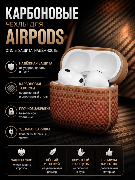 AirPodslar uchun karbon va kojali chexollar — ishonchli himoya va zamonaviy stil - 