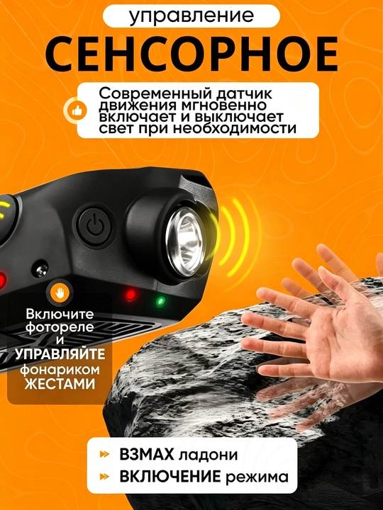 Мощный наголовный фонарь с питанием от аккумулятора, имеющий 5 режимов работы