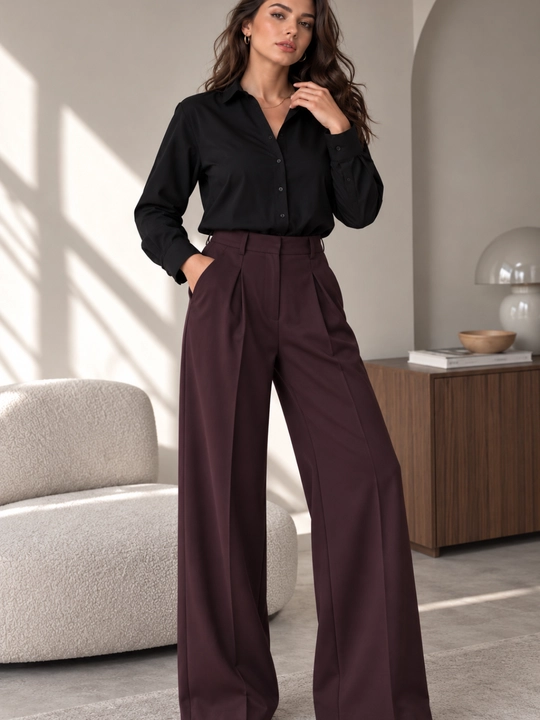 Ayollar klasik keng shim palazzo bordo klassik shim M   L  XL