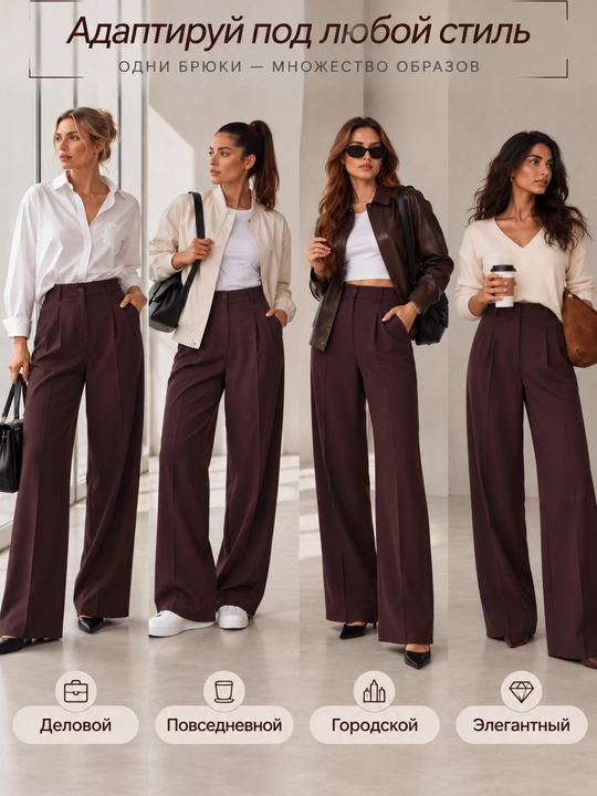 Ayollar klasik keng shim palazzo bordo klassik shim M   L  XL