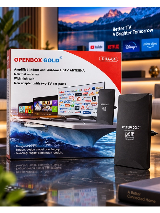 OPENBOX GOLD DUA-04 kuchaytirilgan raqamli TV antenna, ichki va tashqi foydalanish uchun